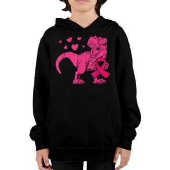 In October We Wear Pink Breast Cancer Dinosaur Toddler Kids Youth Hoodie - Thegiftio UK
