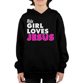 Inspirational This Girl Loves Jesus Graphic Design Printed Casual Daily Basic Youth Hoodie - Thegiftio UK