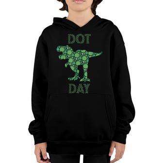 International Dot Day Green Polka Dot T Rex Dinosaur Kids Youth Hoodie - Thegiftio UK