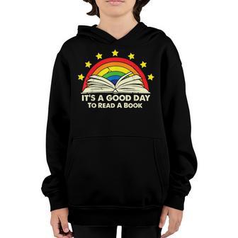 Its A Good Day To Read A Book Vintage Retro Rainbow Youth Hoodie - Thegiftio UK