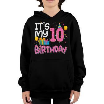 Its My 10Th Birthday Funny Donut Girls Boys Party Youth Hoodie - Thegiftio UK
