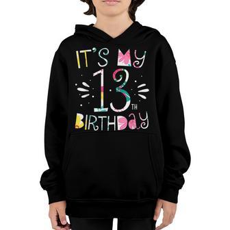 Its My 13Th Birthday Tropical Floral 13 Year Old Girl Youth Hoodie - Thegiftio UK