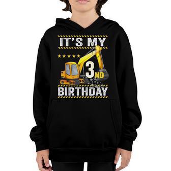 Its My 3Rd Birthday Boy Excavator Birthday 2019 Year Old Youth Hoodie - Thegiftio UK