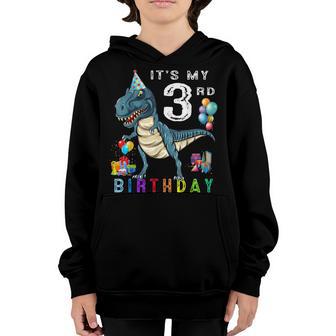 Its My 3Rd Birthday Happy 3 Years Dinosaur T-Rex Bday Boy Youth Hoodie - Thegiftio UK