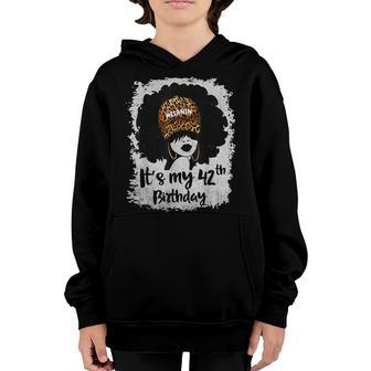 Its My 42Nd Birthday 42 Years Old Leopard Melanin Girl Youth Hoodie - Thegiftio UK
