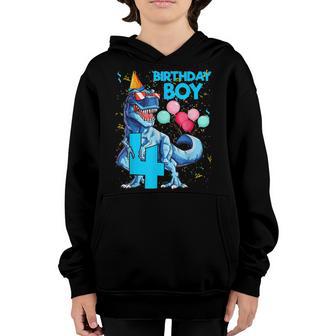 Its My 4Th Birthday Boy Funny Dinosaur Birthday 4 Year Old Youth Hoodie - Thegiftio UK