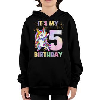 Its My 5Th Birthday Unicorn 5 Year Old Girls Outfit Youth Hoodie - Thegiftio UK