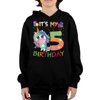 Its My 5Th Birthday Unicorn 5 Year Old Girls Outfit Youth Hoodie - Thegiftio UK