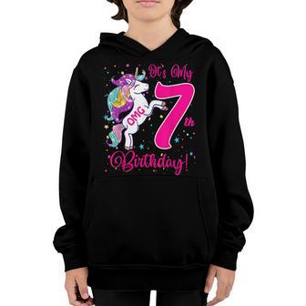 Its My 7 Birthday Unicorn Outfits For Toddler Girls V2 Youth Hoodie - Thegiftio UK