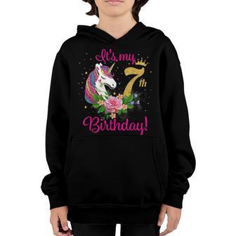 Its My 7 Birthday Unicorn Outfits For Toddler Girls Youth Hoodie - Thegiftio UK