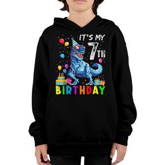 Its My 7Th Birthday Boy Funny Dinosaur Birthday 7 Year Old Youth Hoodie - Thegiftio UK
