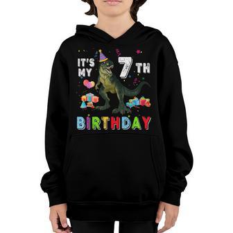 Its My 7Th Birthday Happy 7 Year Dinosaur T-Rex Bday Boy Youth Hoodie - Thegiftio UK
