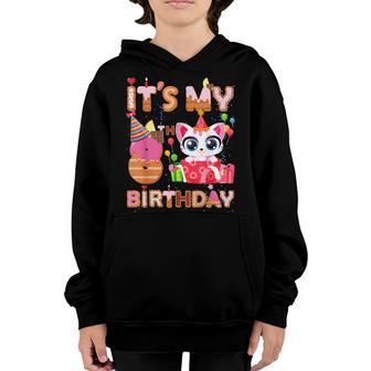 Its My 8Th Birthday Girl Funny Cat Birthday 8 Year Old Kids Youth Hoodie - Thegiftio UK