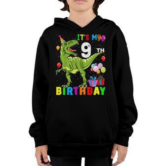 Its My 9Th Birthday Boy Cool Dinosaur Birthday 9 Year Old Youth Hoodie - Thegiftio UK