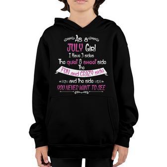 July Girl Sweet But Crazy Funny Birthday T-Shirt Graphic Design Printed Casual Daily Basic Youth Hoodie - Thegiftio UK