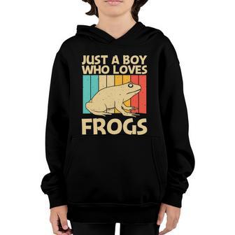 Just A Boy Who Loves Frogs Retro Vintage Youth Hoodie - Thegiftio UK