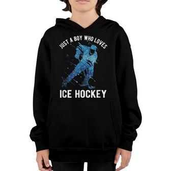 Just A Boy Who Loves Ice Hockey Youth Hoodie - Thegiftio UK