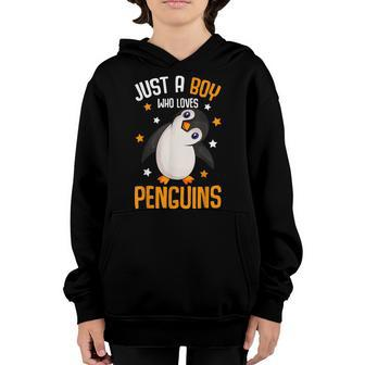 Just A Boy Who Loves Penguins Kids Boys Penguin Lover Youth Hoodie - Seseable
