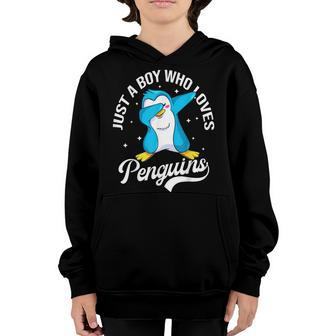 Just A Boy Who Loves Penguins Lover Kids Boys Penguin Youth Hoodie - Seseable