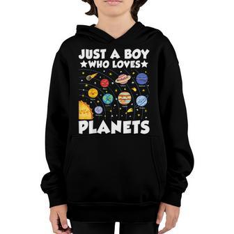 Just A Boy Who Loves Planets Solar System Space Science Geek Youth Hoodie - Thegiftio UK