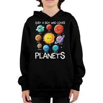 Just A Boy Who Loves Planets Solar System Space Science Youth Hoodie - Thegiftio UK