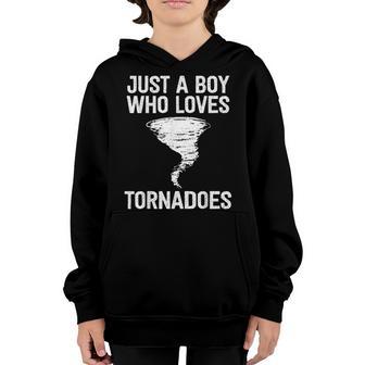 Just A Boy Who Loves Tornadoes Funny Boy Birthday Distressed Youth Hoodie - Thegiftio UK