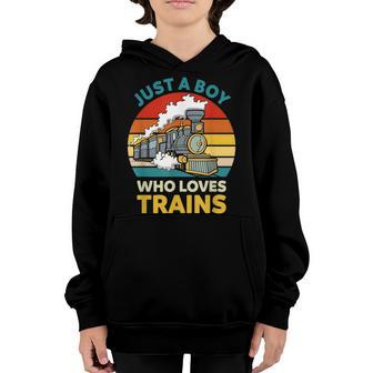 Just A Boy Who Loves Trains Funny Train Toddler Boys Kids Youth Hoodie - Thegiftio UK