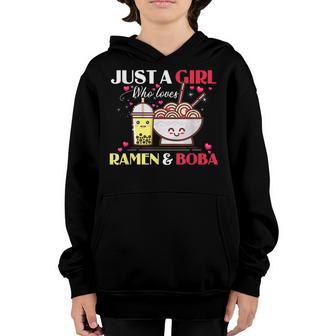 Just A Girl Who Loves Anime And Boba Bubble Tea Ns Girls Youth Hoodie - Thegiftio UK