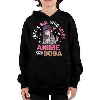Just A Girl Who Loves Anime And Boba Tea Anime Merch Youth Hoodie - Thegiftio UK