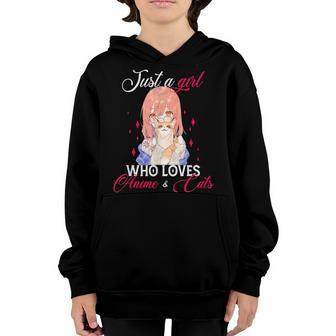 Just A Girl Who Loves Anime And Cat Japanese Anime Gift N Youth Hoodie - Thegiftio UK