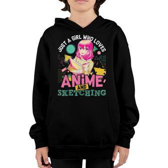 Just A Girl Who Loves Anime And Sketching Drawing Art Gift Youth Hoodie - Thegiftio UK