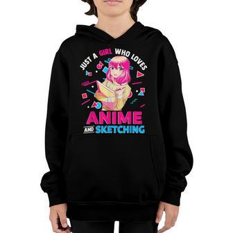 Just A Girl Who Loves Anime And Sketching Youth Hoodie - Thegiftio UK