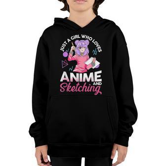 Just A Girl Who Loves Anime And Sketching Youth Hoodie - Thegiftio UK
