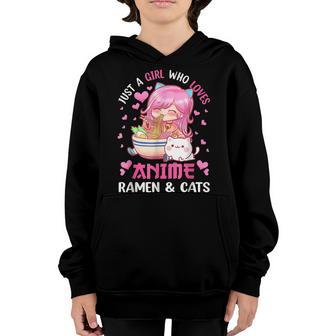 Just A Girl Who Loves Anime Ramen And Cats Kawaii Japanese Youth Hoodie - Thegiftio UK