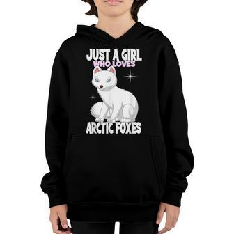 Just A Girl Who Loves Arctic Foxes I Kids Girl Fox Youth Hoodie - Thegiftio UK