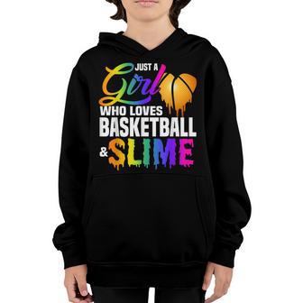 Just A Girl Who Loves Basketball And Slime Sports Gift Ns Youth Hoodie - Thegiftio UK