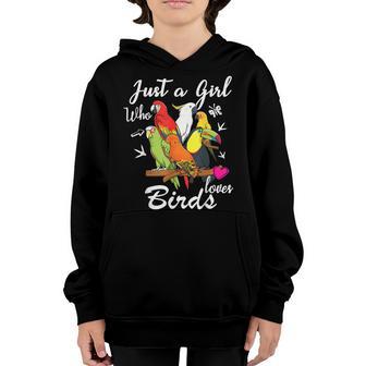 Just A Girl Who Loves Birds Bird Watching Birding Youth Hoodie - Thegiftio UK