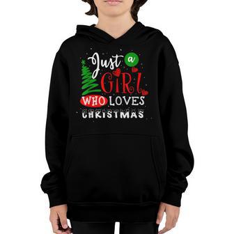 Just A Girl Who Loves Christmas Pajama Funny Gifts Women Youth Hoodie - Thegiftio UK