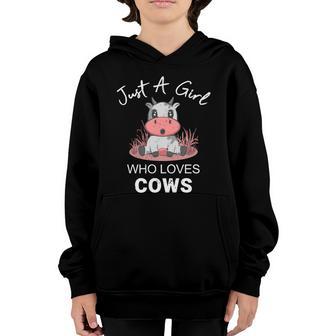 Just A Girl Who Loves Cows Cool Gift Graphic Design Printed Casual Daily Basic Youth Hoodie - Thegiftio UK