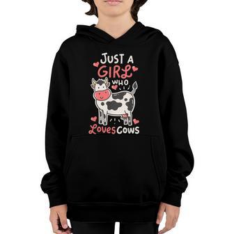 Just A Girl Who Loves Cows Cool Gift Graphic Design Printed Casual Daily Basic Youth Hoodie - Thegiftio UK
