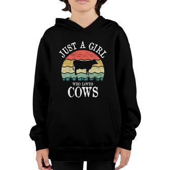 Just A Girl Who Loves Cows Cool Gift Graphic Design Printed Casual Daily Basic Youth Hoodie - Thegiftio UK
