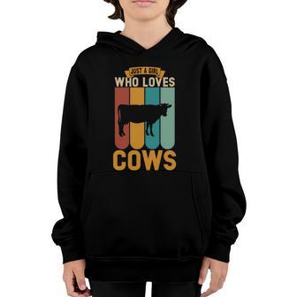 Just A Girl Who Loves Cows Cool Gift Graphic Design Printed Casual Daily Basic Youth Hoodie - Thegiftio UK
