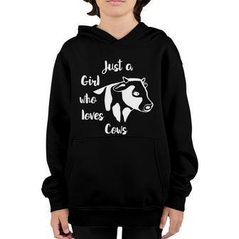 Just A Girl Who Loves Cows Cute Gift Graphic Design Printed Casual Daily Basic Youth Hoodie - Thegiftio UK