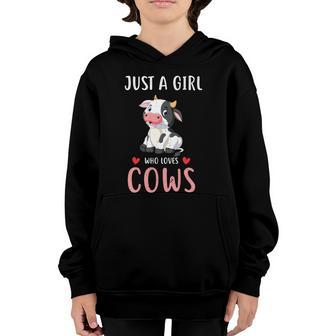 Just A Girl Who Loves Cows Cute Gift Graphic Design Printed Casual Daily Basic Youth Hoodie - Thegiftio UK