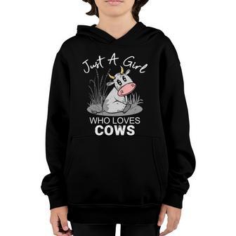 Just A Girl Who Loves Cows Cute Gift Graphic Design Printed Casual Daily Basic Youth Hoodie - Thegiftio UK