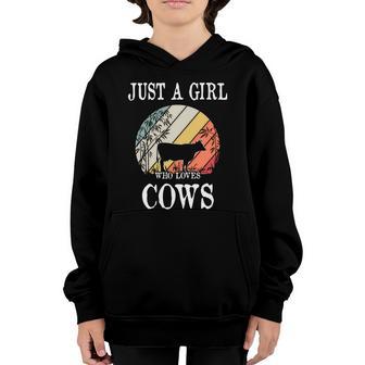 Just A Girl Who Loves Cows Cute Gift Graphic Design Printed Casual Daily Basic Youth Hoodie - Thegiftio UK