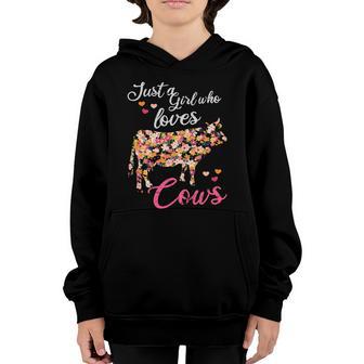 Just A Girl Who Loves Cows Gift Graphic Design Printed Casual Daily Basic Youth Hoodie - Thegiftio UK