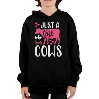 Just A Girl Who Loves Cows Gift Graphic Design Printed Casual Daily Basic Youth Hoodie - Thegiftio UK