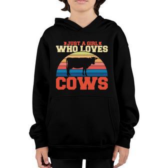 Just A Girl Who Loves Cows Gift Graphic Design Printed Casual Daily Basic Youth Hoodie - Thegiftio UK