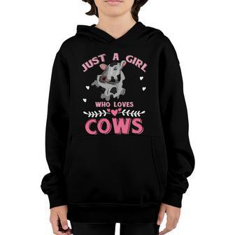 Just A Girl Who Loves Cows Gift Graphic Design Printed Casual Daily Basic Youth Hoodie - Thegiftio UK